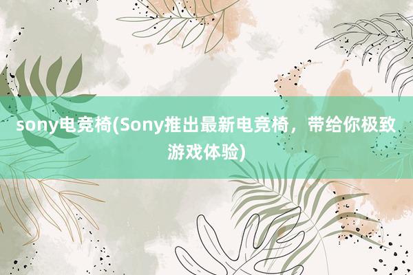 sony电竞椅(Sony推出最新电竞椅，带给你极致游戏体验)