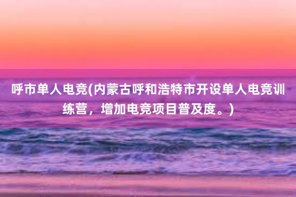 呼市单人电竞(内蒙古呼和浩特市开设单人电竞训练营，增加电竞项目普及度。)