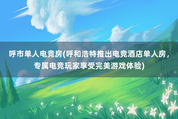 呼市单人电竞房(呼和浩特推出电竞酒店单人房，专属电竞玩家享受完美游戏体验)