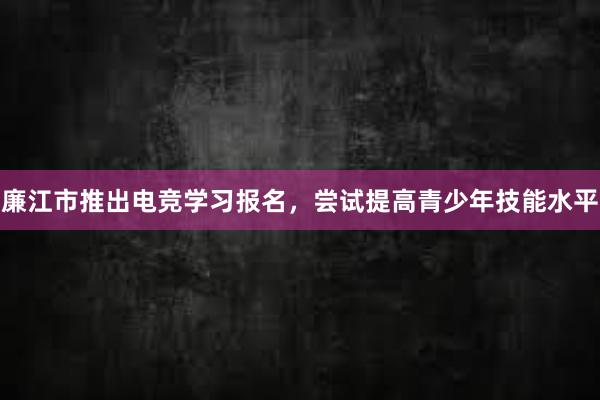 廉江市推出电竞学习报名，尝试提高青少年技能水平