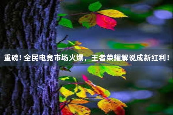 重磅! 全民电竞市场火爆，王者荣耀解说成新红利！