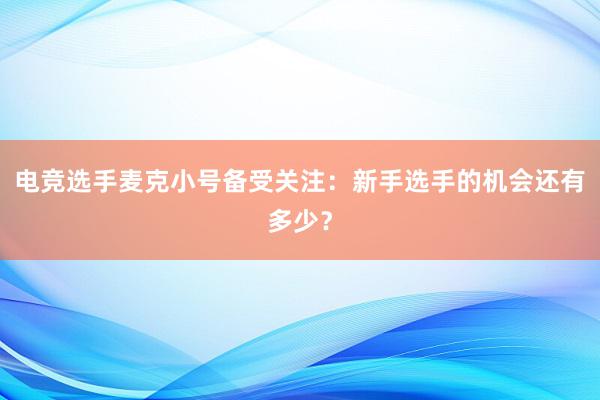 电竞选手麦克小号备受关注：新手选手的机会还有多少？