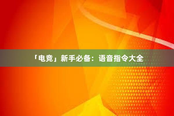 「电竞」新手必备：语音指令大全